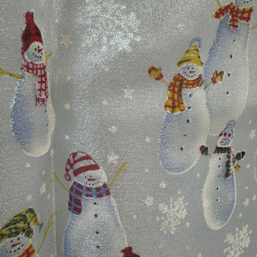 Handmade Christmas Snowman Tabard Apron Bl Glitter Holiday Smock Side Tie Pocket - Picture 7 of 9